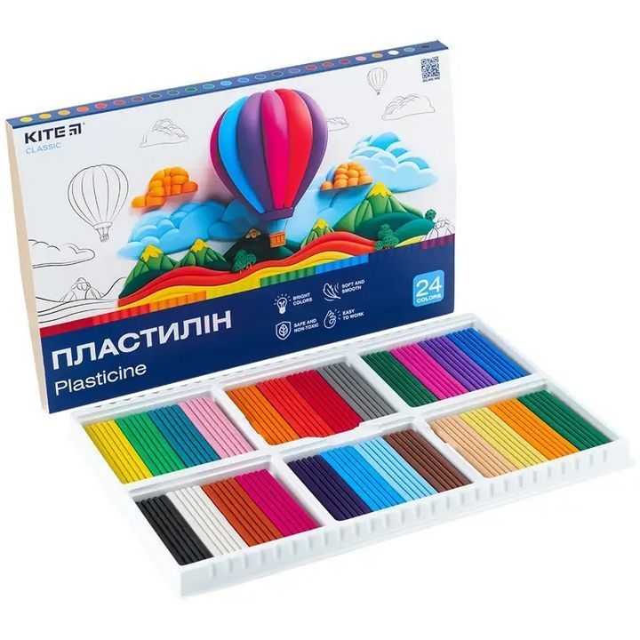 Пластилін Kite Classic 24 кольори 480г фото