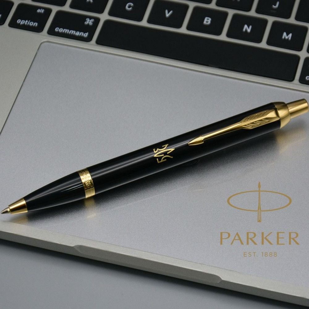 Ручка Parker IM Black шариковая с позолотой Трезубец ВСУ фото