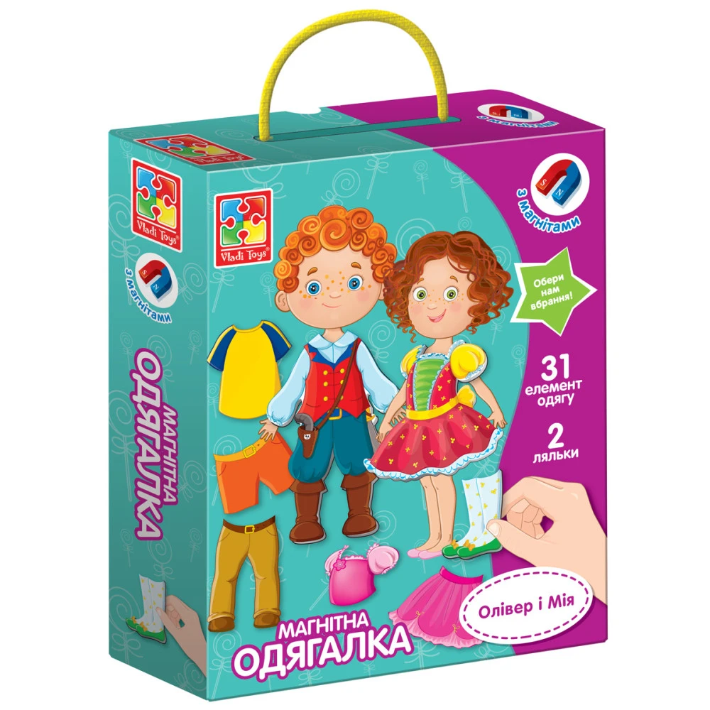 Гра магнітна одягалка Олівер і Мія Укр (Vladi Toys) фото