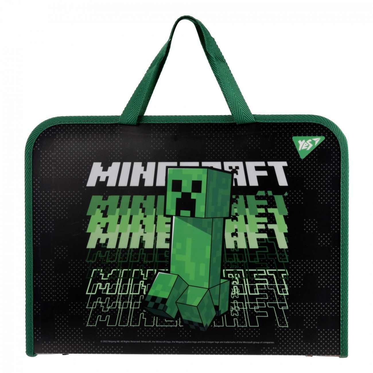 Папка-портфель пластикова В4 на блискавці Yes FC Minecraft з текстильними ручками, чорна фото