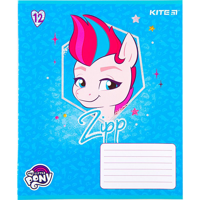 Зошит шкільний Kite 12 аркушів коса лінія, УФ лак + глітер My Little Pony фото