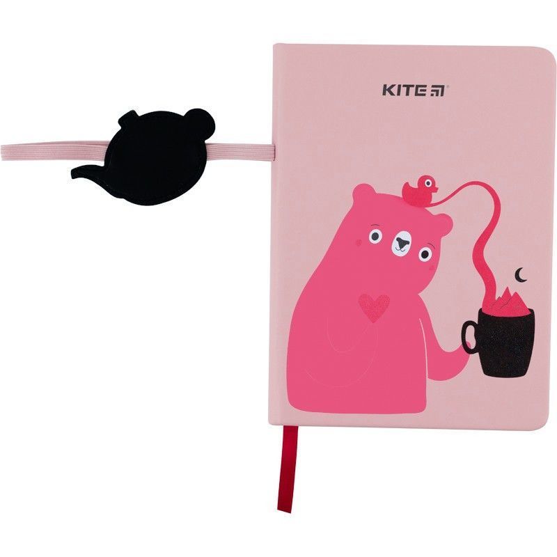 Блокнот В6 96л, в клетку, на резинке, твердая обложка Kite Pink Bear фото