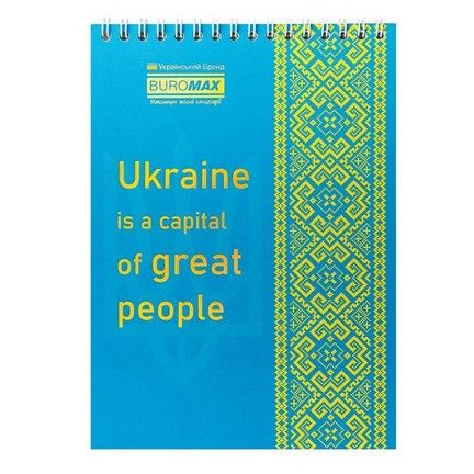 Блокнот А5 48арк., в клітинку, на спіралі (верхня), м'яка обкладинка Buromax Patriot National фото