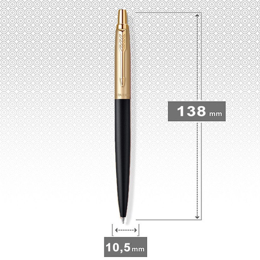 Ручка Parker Jotter XL Matt Black & Gold GT BP кулькова на кнопці 1мм синя, корпус чорний/золото фото