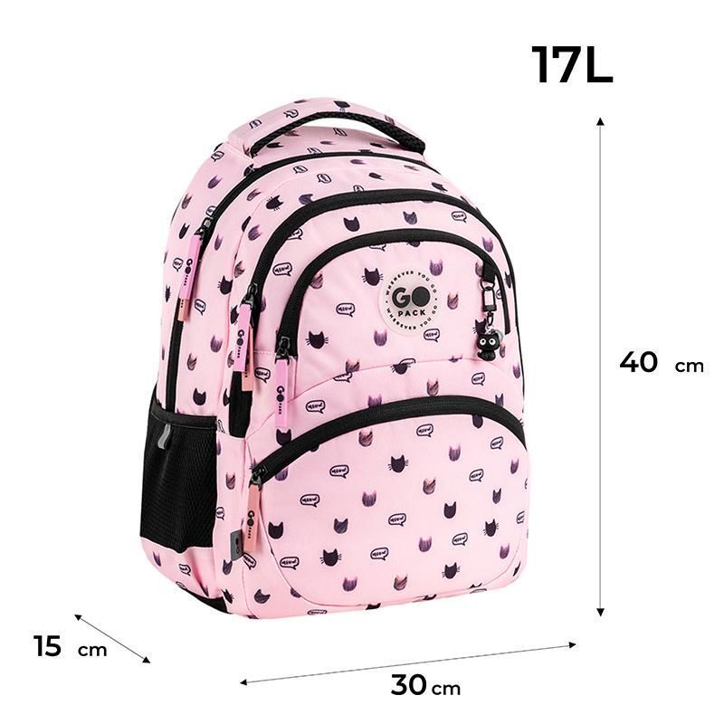 Рюкзак шкільний для дівчинки GoPack Education 175M-1 Meow Cats 40 &times; 30 &times; 15 см рожевий фото