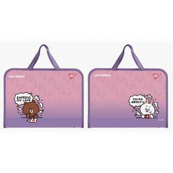 Папка-портфель пластикова В4 на блискавці Yes FC Line Friends з текстильними ручками, мультиколір фото