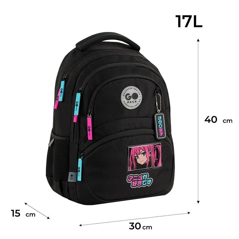 Рюкзак шкільний для дівчинки GoPack Education 175M-2 Anime girl 40 &times; 30 &times; 15 см чорний фото