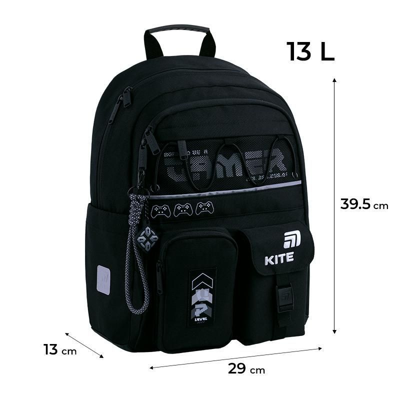 Рюкзак шкільний для хлопчика Kite Education 584 Gamer 39,5 &times; 29 &times; 13см чорний фото