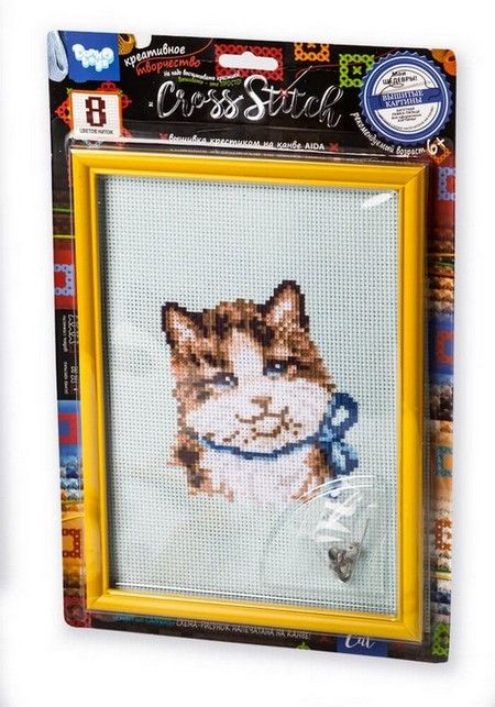 Набір Вишивка хрестиком на канві 01-02 Cross Stitch Котик Danko Toys фото