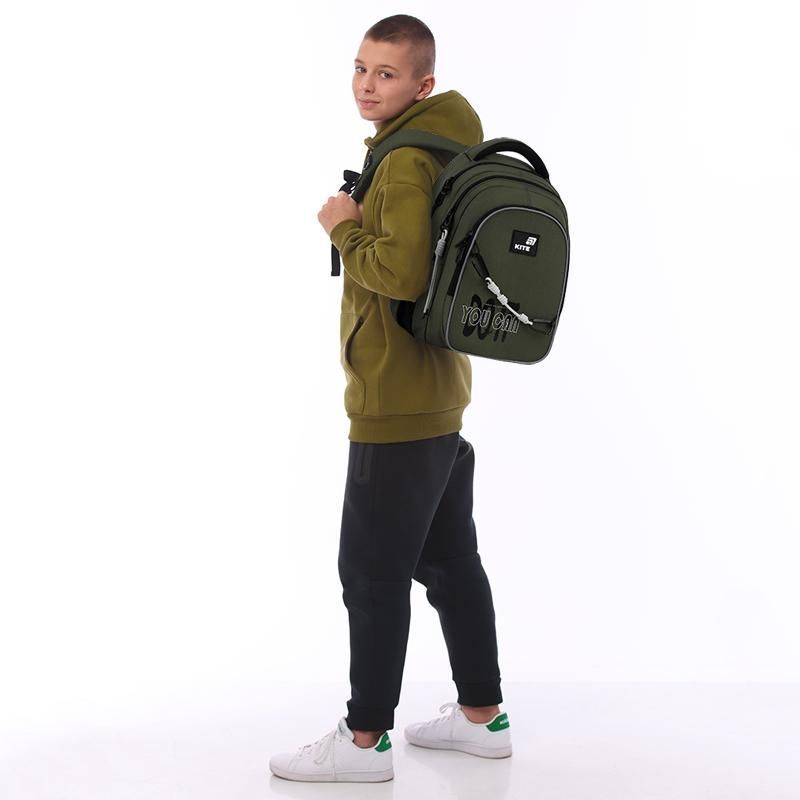 Рюкзак подростковый Kite Education teens 8001M Trust Yourself 40 &times; 29 &times; 17 см, цвет хаки фото