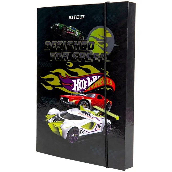 Папка для зошитів картонна на гумці В5 Kite Hot Wheels фото