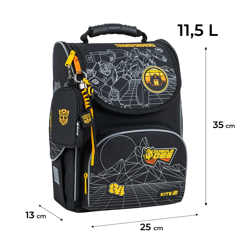 Рюкзак шкільний каркасний для хлопчика Kite Education 501 Transformers Generations 35*25*13см чорний фото