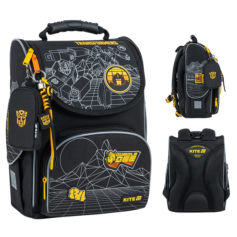 Рюкзак шкільний каркасний для хлопчика Kite Education 501 Transformers Generations 35*25*13см чорний фото