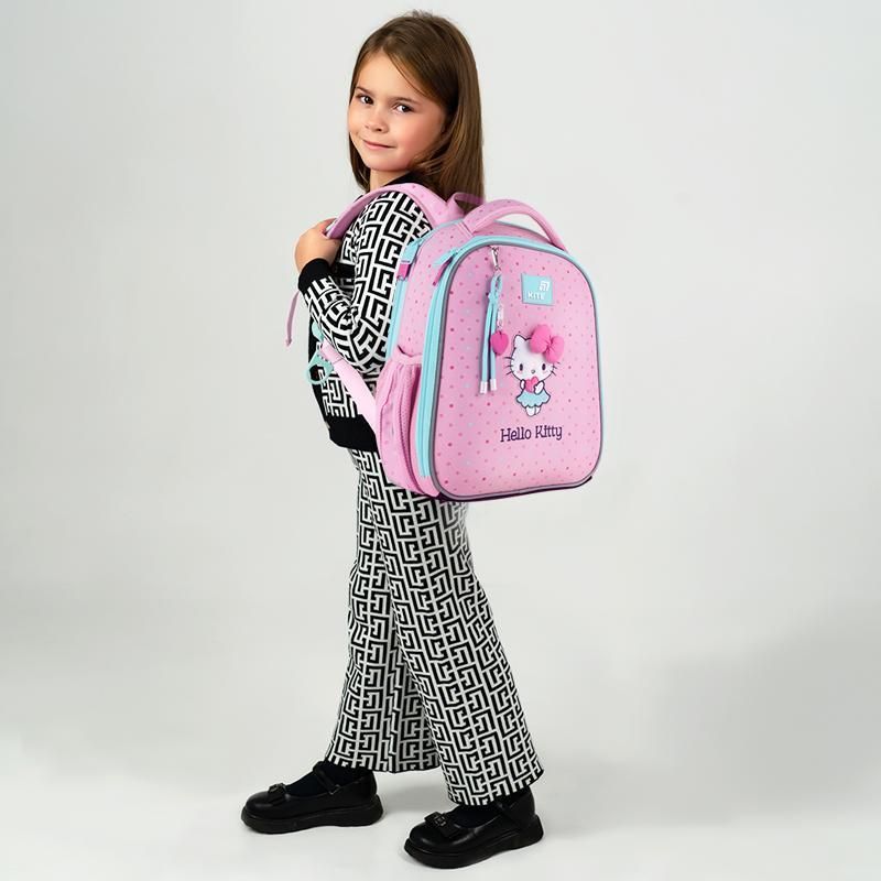 Рюкзак шкільний каркасний для дівчинки Kite Education 555 Hello Kitty 36,5 &times; 27 &times; 15,5см рожевий фото