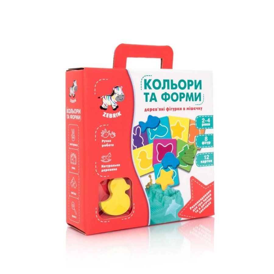Гра розвиваюча Кольори та форми. Дерев'яні фігурки в мішечку Укр (Vladi Toys) фото