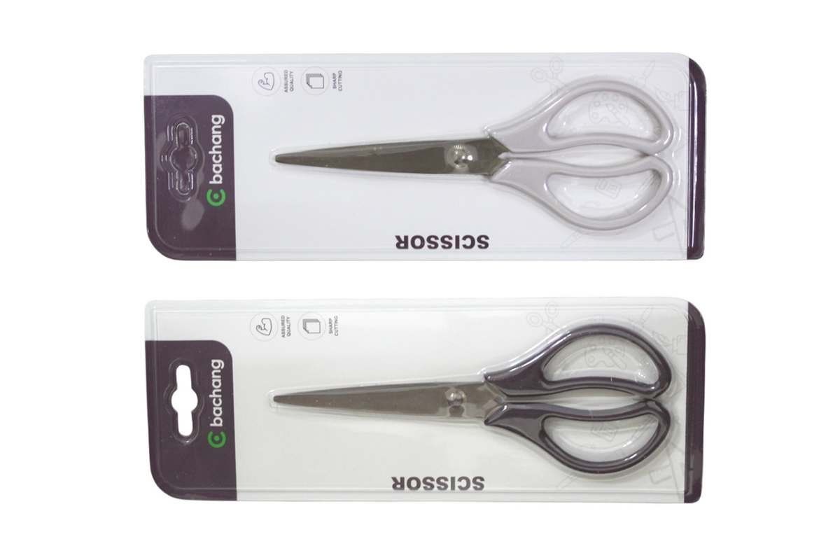Ножницы офисные ООПТ 7,5" 9,5см soft touch, титановые, микс фото