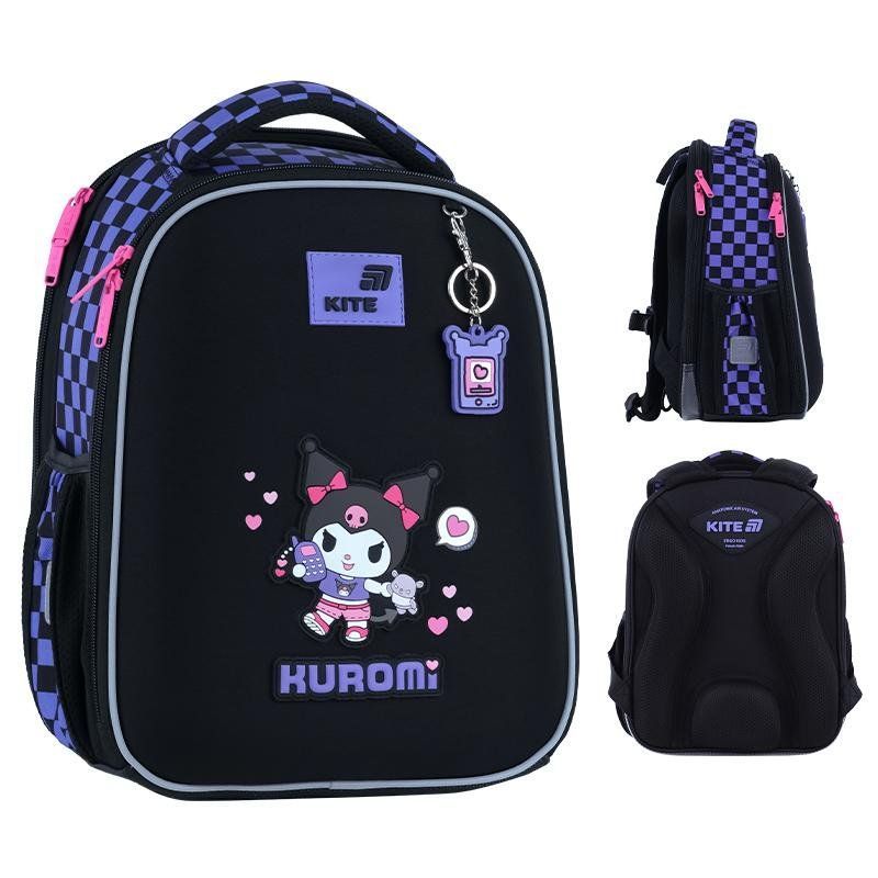 Рюкзак шкільний каркасний для дівчинки Kite Education 555 Kuromi 36,5 &times; 27 &times; 15,5см чорний фото