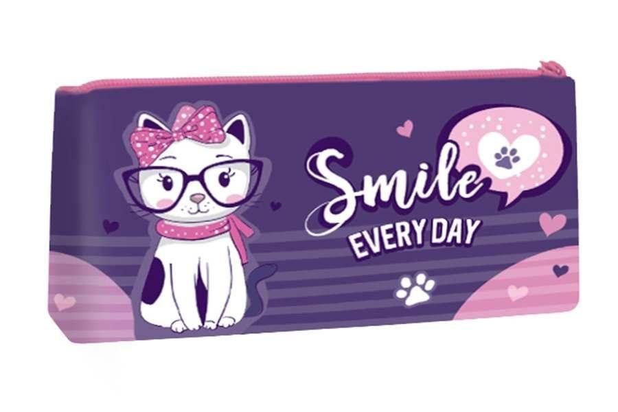 Пенал-косметичка ООПТ для девочки на 1 отделение, силиконовый Smile фото