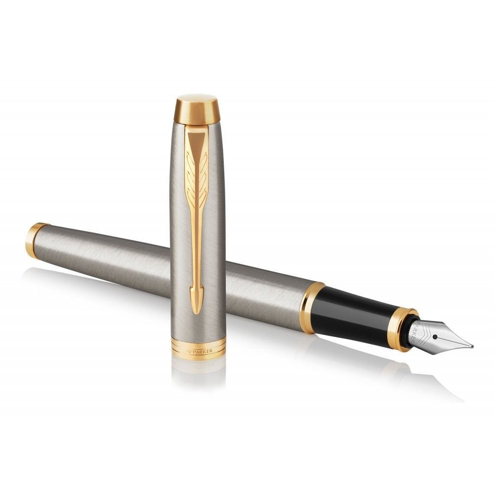 Ручка Parker IM Brushed Metal GT FP F пір'яна, позолочене перо фото
