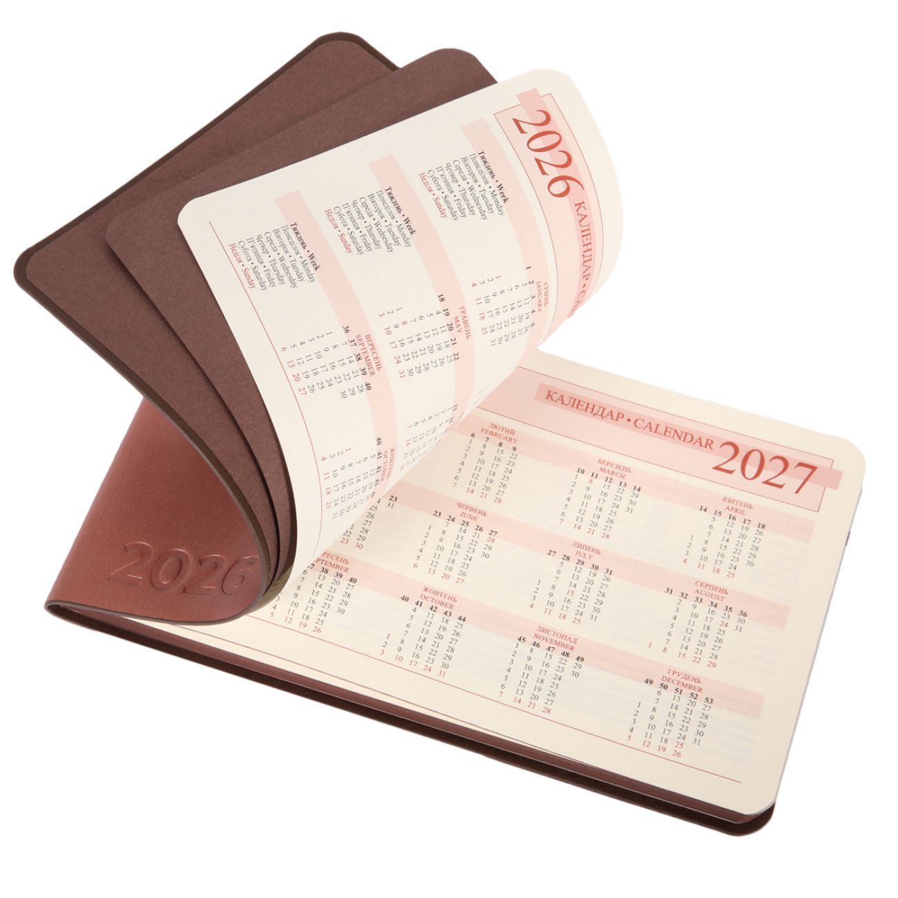 Щотижневик датований 2026 Leo Planner Choco 10*17см лінія 128сторінок, м'яка PU обкладинка, коричневий фото