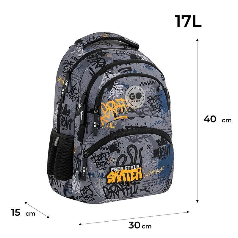 Рюкзак шкільний для хлопчика GoPack Education 175M-5 Free Style 40 &times; 30 &times; 15 см сірий фото
