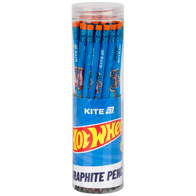 Олівець чорнографітний Kite Hot Wheels з гумкою, тригранний фото