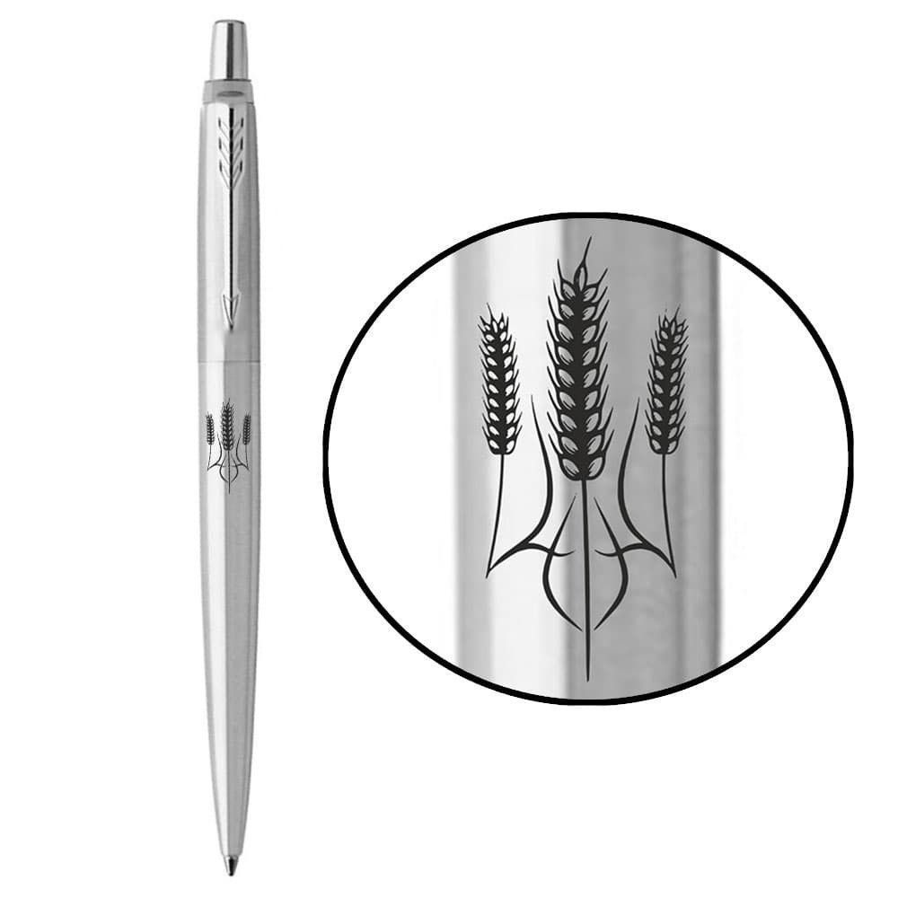 Ручка Parker Jotter сталь кулькова Тризуб з колосків фото