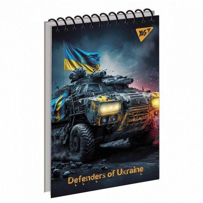 Блокнот А6 80л, в клетку, на пружине (верхняя), мягкая обложка Yes Defenders of Ukraine фото
