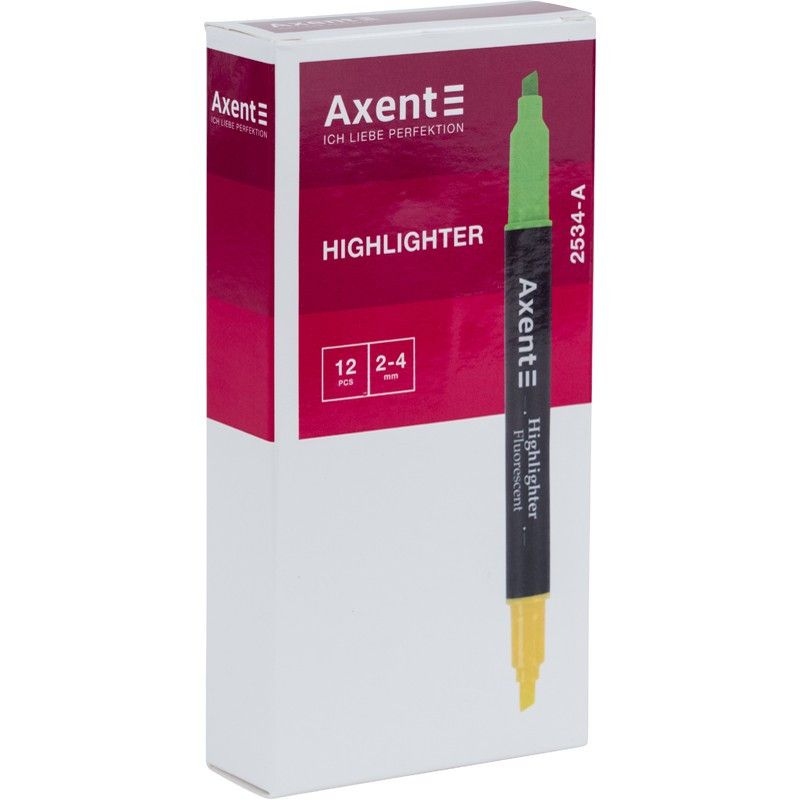 Маркер текстовий Axent Highlighter Dual 2-4мм клиноподібний зелений+жовтий фото