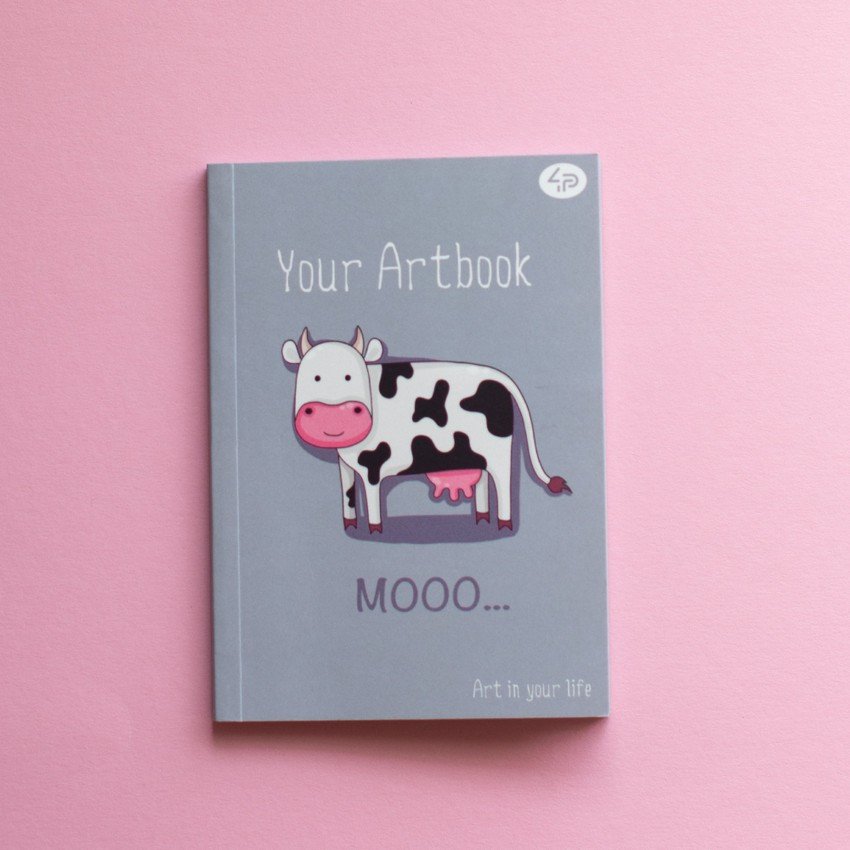 Блокнот А5 48л, без линовки, цветная бумага, мягкая обложка Profiplan Artbook cow фото