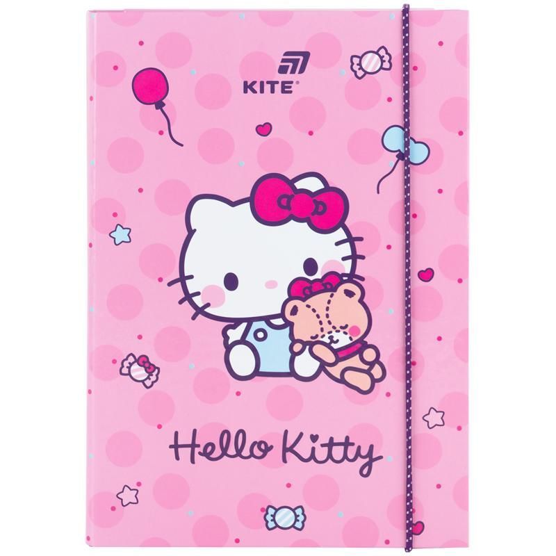 Папка для зошитів картонна на гумці B5 Kite Hello Kitty фото