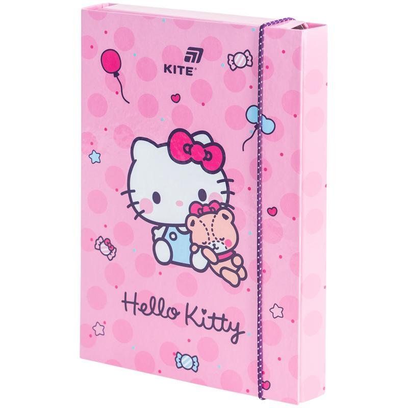 Папка для зошитів картонна на гумці B5 Kite Hello Kitty фото