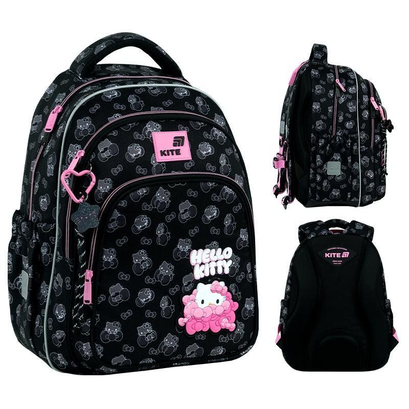Рюкзак шкільний напівкаркасний для дівчинки Kite Education 763M Hello Kitty 39 &times; 29,5 &times; 14,2см чорний фото