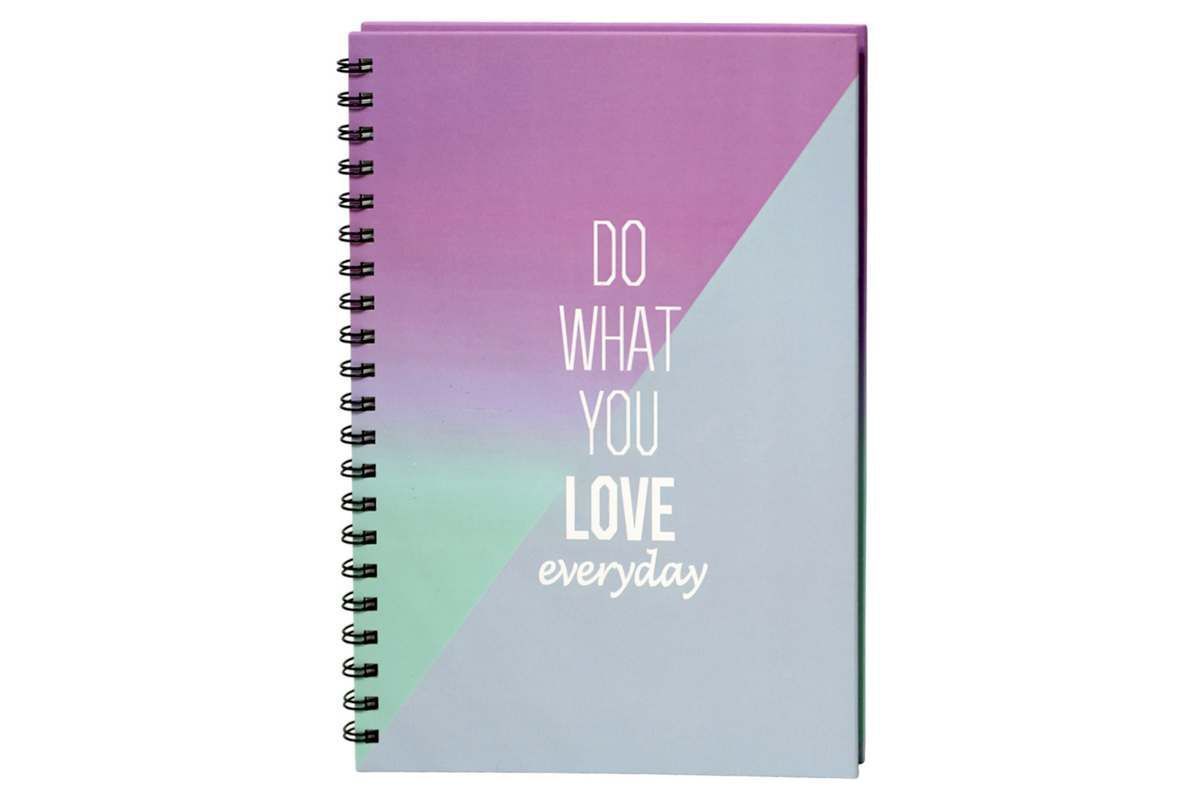 Тетрадь А4 80л., в клетку, на пружине, твердая обложка ООПТ Do what you love everyday фото
