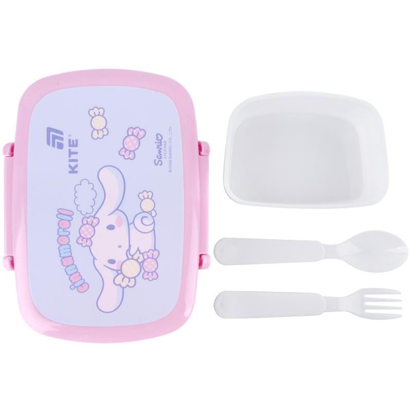 Ланчбокс Kite Cinnamoroll 750мл, ложка+вилка, 1 контейнер, голубовато-розовый фото