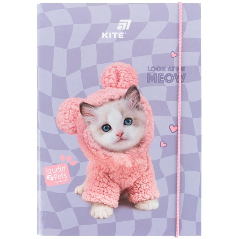 Папка для тетрадей картонная на резинке B5 Kite Studio Pets фото