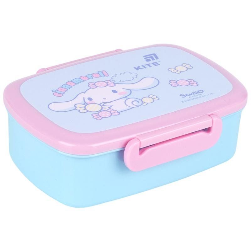 Ланчбокс Kite Cinnamoroll 750мл, ложка+вилка, 1 контейнер, голубовато-розовый фото