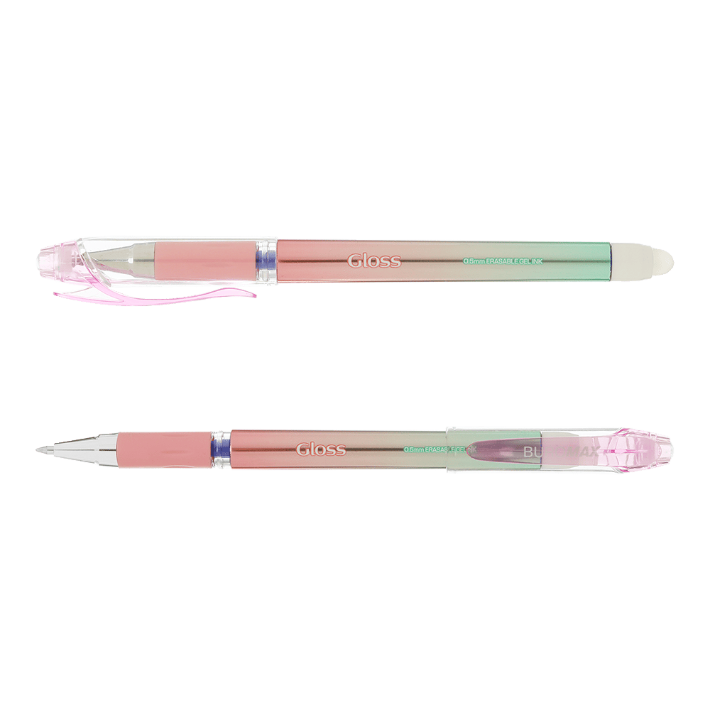 Ручка гелевая пиши-стирай Buromax Gloss 0,5мм синяя, жемчужный корпус с резиновым грипом фото