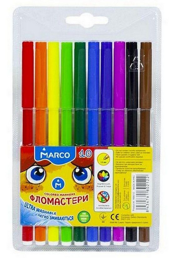 Фломастери Marco Ultra Washable 10 кольорів фото