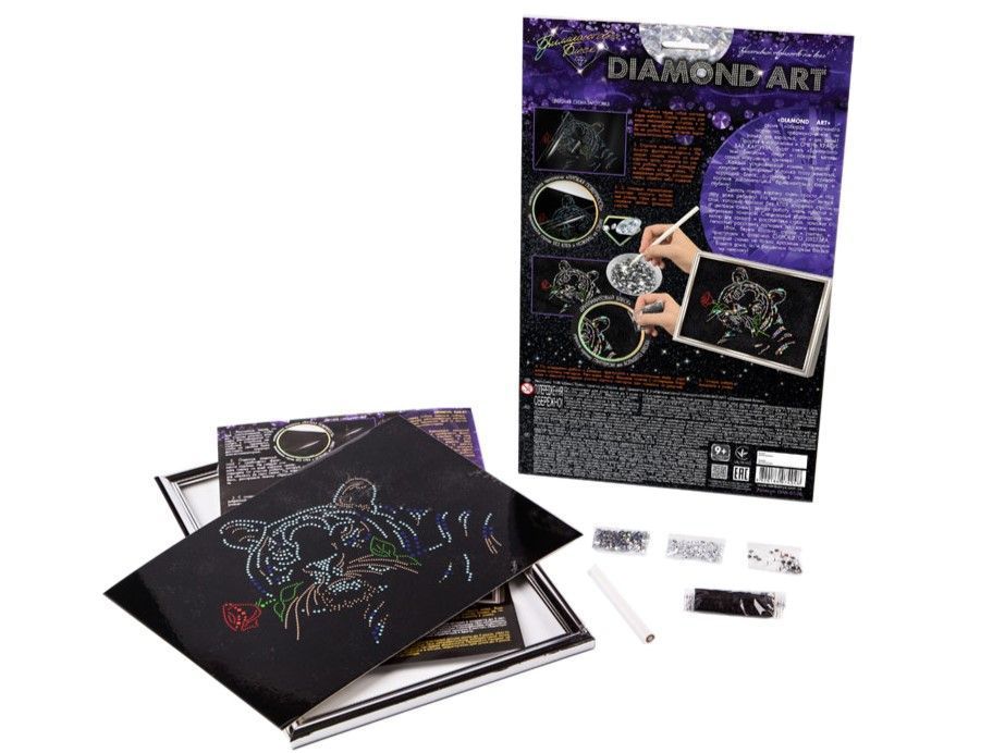 Набір для творчості Алмазна картина Diamond Art 09 Тигр з трояндою Danko Toys фото