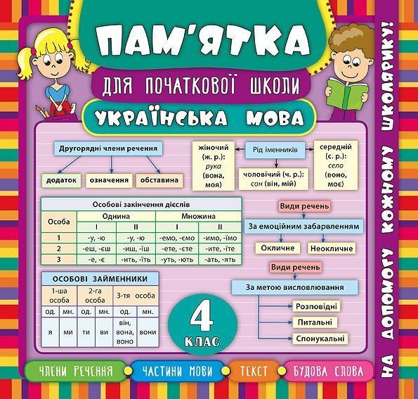 Пам&rsquo;ятка для початкової школи УКРАЇНСЬКА МОВА 4 клас Укр (Ула) фото