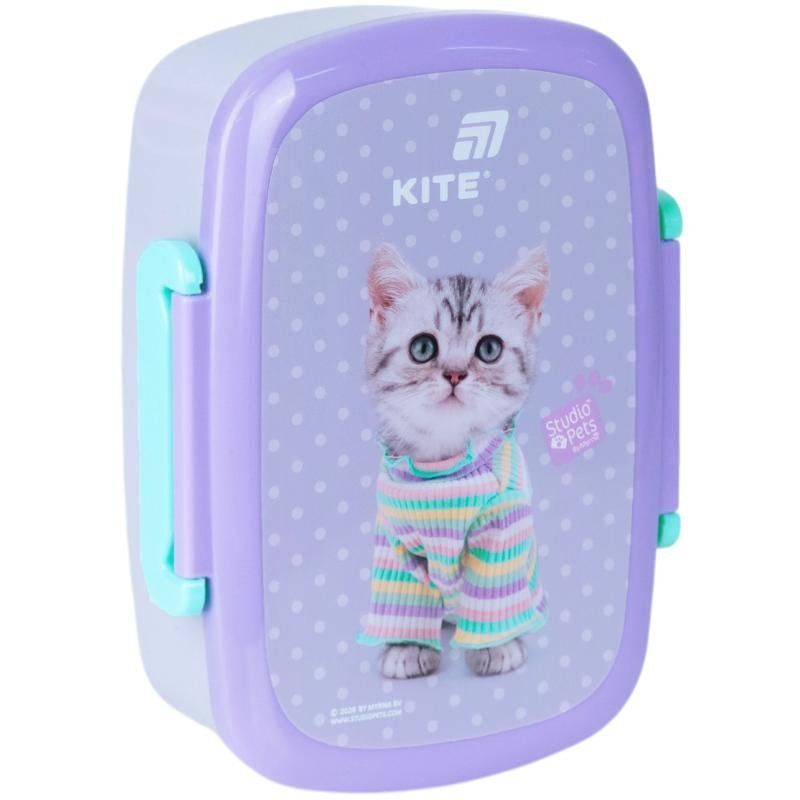Ланчбокс Kite Studio Pets 750мл, ложка+виделка, 1 контейнер, сіро-фіолетовий фото