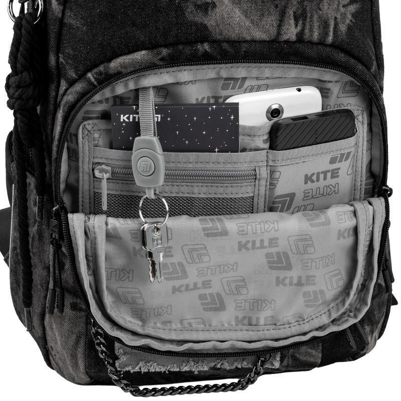 Рюкзак підлітковий Kite Education teens 2578M Denim Core 42 &times; 29 &times; 17см сірий фото