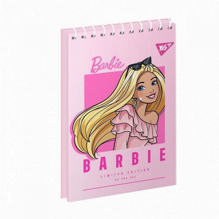 Блокнот А7 80л, в клетку, на пружине (верхняя), мягкая обложка Yes Barbie фото