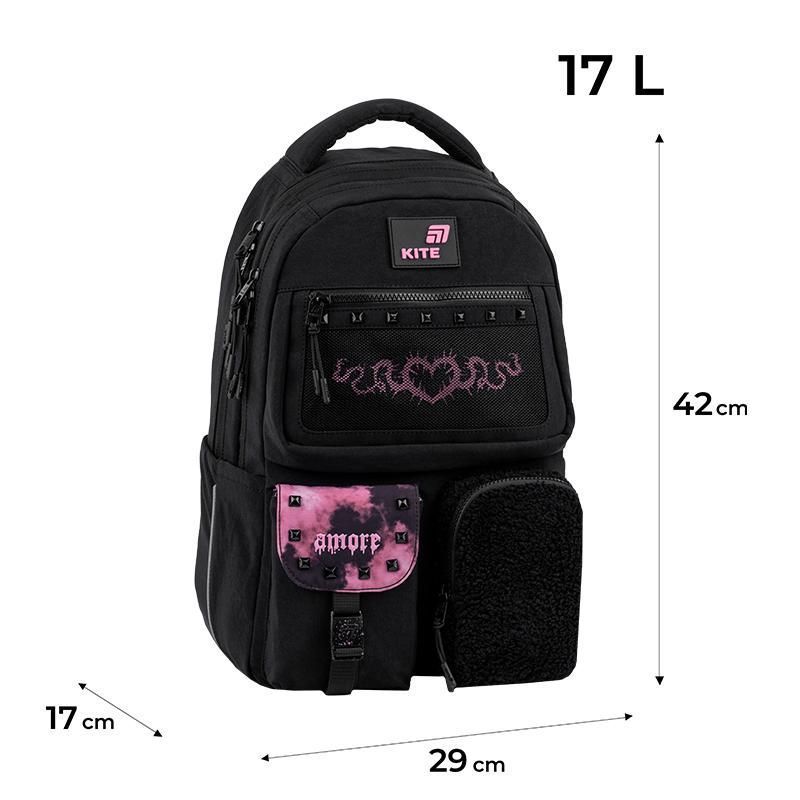 Рюкзак підлітковий Kite Education teens 2587M Drama Queen 42 &times; 29 &times; 17см чорний фото