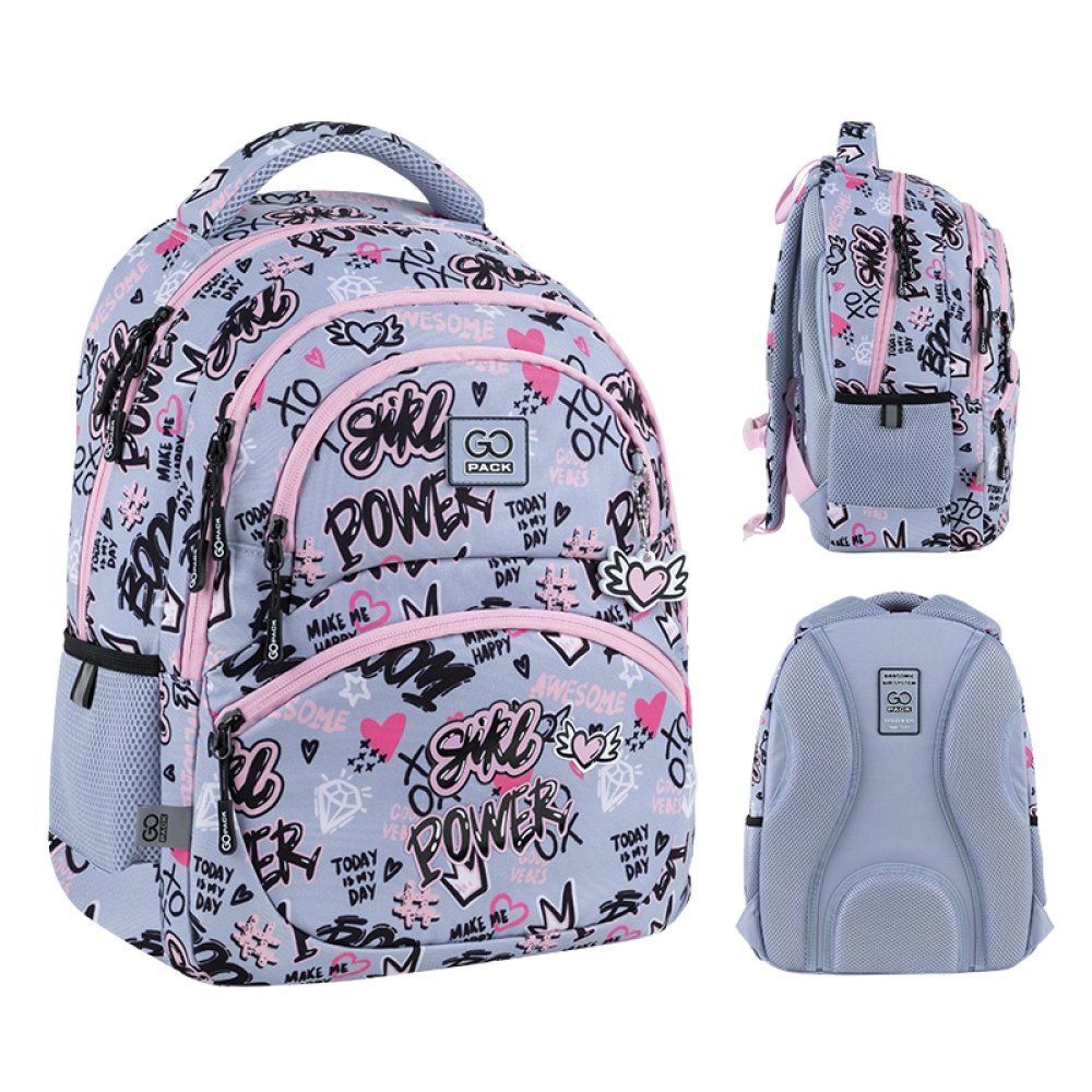 Рюкзак шкільний для дівчинки GoPack Education 175M-3 Awesome 39*29,5*12см сірий фото