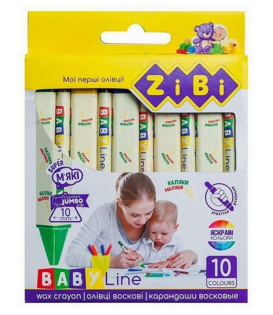 Олівці воскові ZiBi Jumbo Baby Line 10 кольорів, тригранні фото