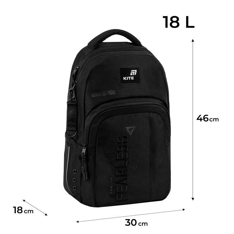 Рюкзак подростковый Kite Education teens 2578L Fearless 46&times;30&times;18 см, черный фото
