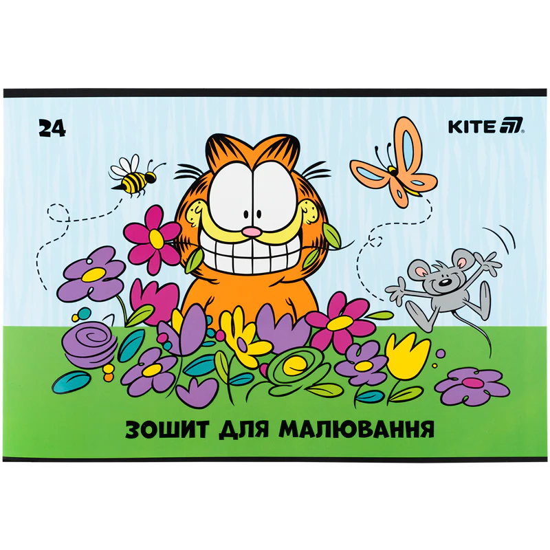Альбом для малювання 24арк скоба Kite Garfield 100г/м2 фото