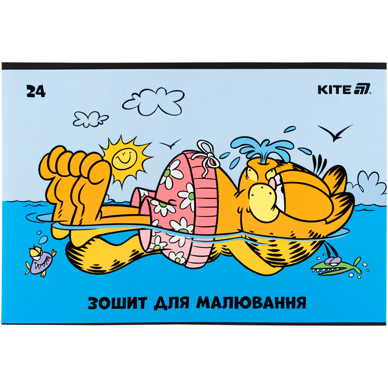 Альбом для малювання 24арк скоба Kite Garfield 100г/м2 фото